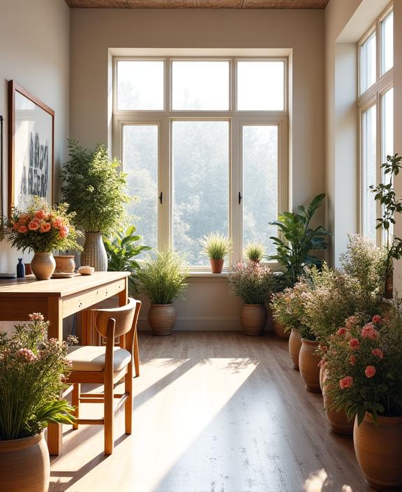 The serene and creative interior of the Abyss Bloom floral studio.